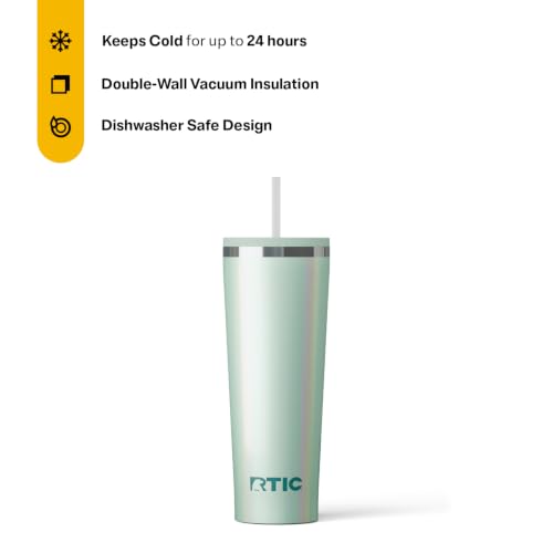 RTIC 28oz Everyday Tumbler, Insulated, Ceramic Lined, Fresh Mint Glitter - color: Fresh Mint Glitter, size: 28 Ounces