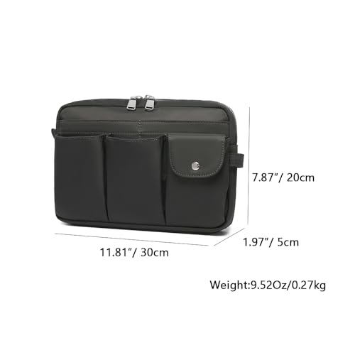Pencil Holder Storage Bag for Women, Large Capacity Zippered Pencil Case with Multiple Pockets, Nylon Canvas Stationery Organizer for Office, Travel & Daily Use (Nylon,Dark Gray) - color: Dark Gray/Nylon