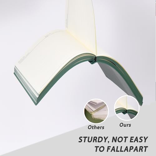 BOBO RABBIT Softcover Lined Notebook 348 Pages Vegan Leather Thick Journal - color: Green