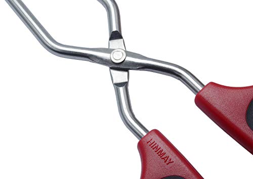 HINMAY Extra Long Scissor Tongs 16" Stainless Steel Barbecue Grilling Tongs - color: Red, size: 16"