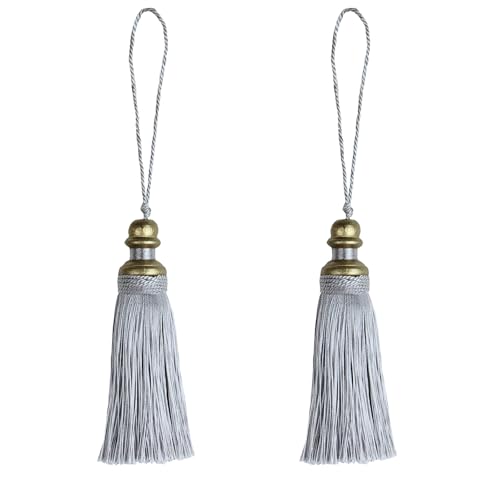 2 Pack Tassel Key Tassel with Loops for Home Decoration - color: Silver, size: 2 Pack