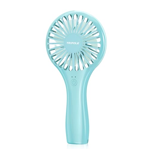 TriPole Portable Mini Handheld Fan, Rechargeable Small Personal Eyelash Fan - color: Blue
