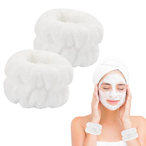 2 Pcs Microfiber Wrist Towels - Dorbetar Spa Wristbands for Face, Arms, Body Washing (White, Woman and Children) - color: A-White, size: 2 Count (Pack of 1)
