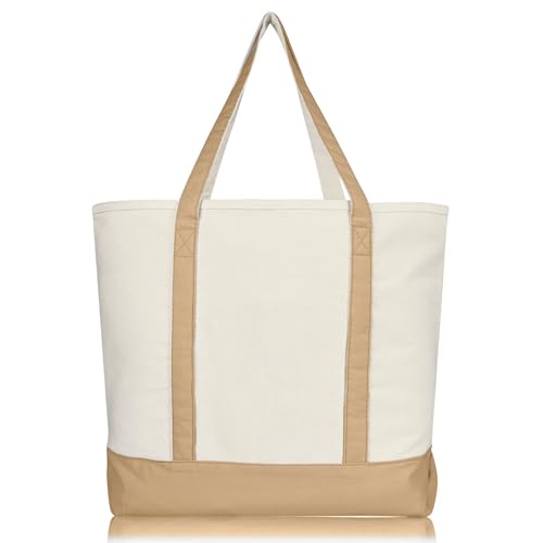 22" Heavy Duty Cotton Canvas Tote Bag (Zippered) - color: Brown