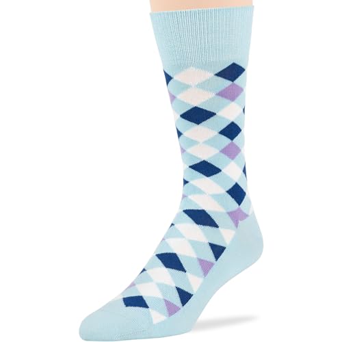 7BIGSTARS Men Cotton Patterned Crew Dress Socks 4-6 Pack, L 9-12 - color: 04a - Estate Blue, Light Blue (A46)