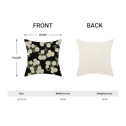 Spring Pillow Covers 18x18 Pack of 2 Black Beige Hydrangea Floral Decorative Throw Pillow Covers Outdoor Decoration Summer Seasonal Flower Pillowcase Farmhouse Linen Cushion Case for Couch Sofa - color: Black Beige Hydrangea Floral, size: 18" x 18" (Pack