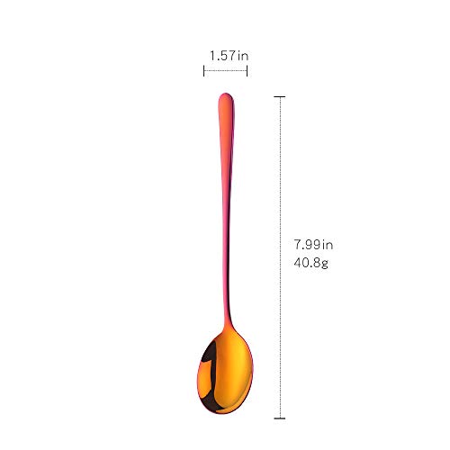 Buyer Star 5-pieces Rainbow Red Dinner Table Spoons 8-Inch Stainless Steel Metal Korean Soup Spoons - color: rainbow red