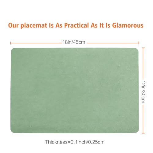 Green Vinyl Placemats Set of 6 Waterproof Wipeable Table Mats - color: Green