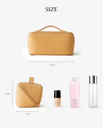 EACHY Travel Makeup Bag for Women, Flat Open Cosmetic Bag, Yellow, Medium - color: A - Yellow, size: Medium
