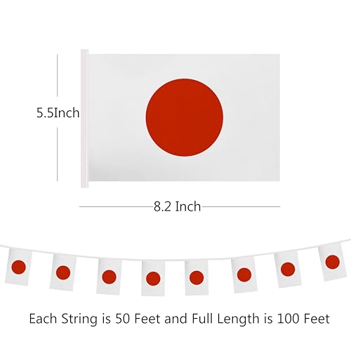 100 Feet Japan String Flag, 76 Pcs Japanese Banner Flag, Small Mini World Banner Flags for Sports Events, Bars Decorations, School Festivals, Party Decorations, Celebrations (Japan) - color: Japan