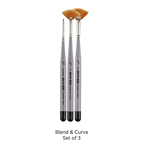 Creative Mark 3 Piece Micro Detail Paint Brush Set, Mini Paintbrushes for Acrylic, Watercolor, Oil, Face, Nail, Scale Model Painting & Line Drawing - size: Blend & Curve Set (3 Piece)