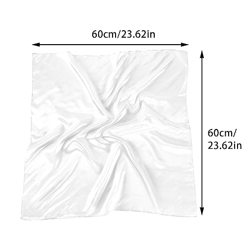 1 Piece of Square Satin Scarf Wrap Ribbon Neck Scarfs Halloween Retro Costume (23.62" x 23.62") - color: White