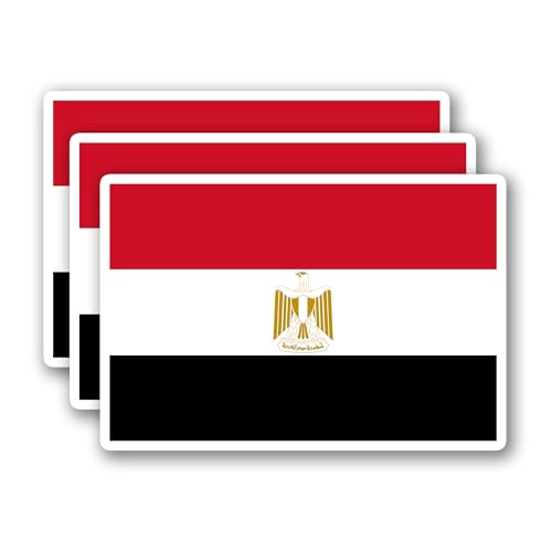 (3Pcs) Egypt Flag Sticker – Egyptian Stickers Country Flags Decal, 3" x 2" - color: Egypt