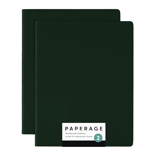 PAPERAGE Soft Cover Lined Journal Notebook, 2 Pack, (Dark Green), 100 Pages, Large 7.5 inches x 9.5 inches, College Ruled, Ideal for Note Taking & Travel Journal - color: Dark Green, style: Lined 100pgs (2 Pack)