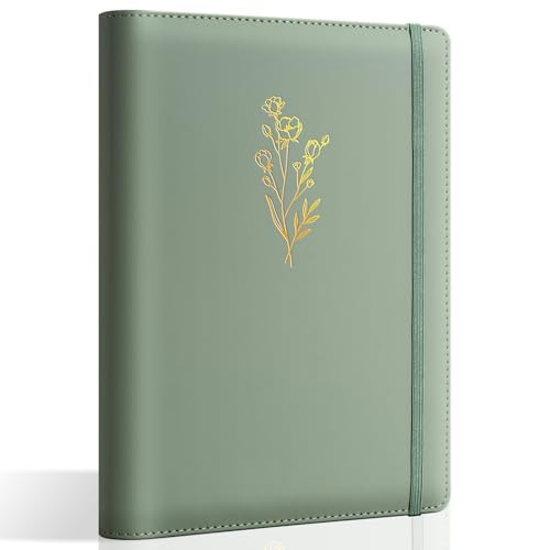 Ovesmusl PU Leather Aesthetic A5 Binder 6 Ring Binder Journal Cover - color: Green, size: A5