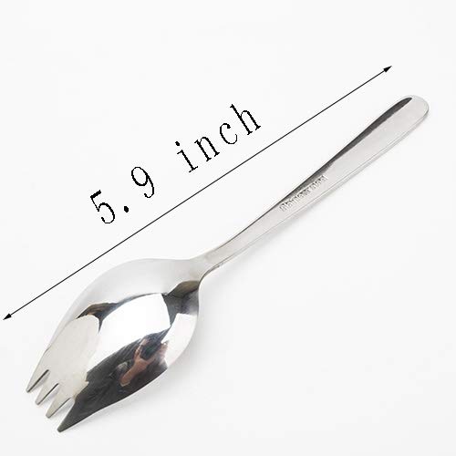 Sporks 4 Pack Stainless Steel Sporks 5.9 Inch Spork Spoon for Ice Cream Spoon Salad Forks, Fruit Appetizer Dessert, Silver - color: Silver