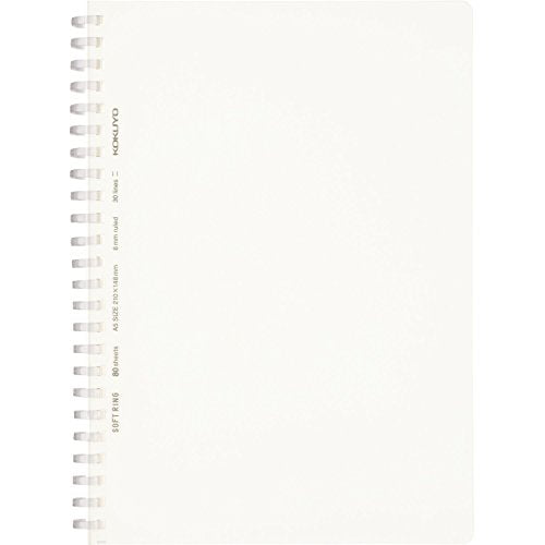 KOKUYO Spiral Lined Notebook, 8.3'' x 5.8'' Business Journal A5 Soft Ring Notebooks with A 6mm Ruled, 80 Perforated Sheets, Clear 1 Subject Notebook, Note Taking for Work. Japan Import (SU-SV538B-T) - size: A5
