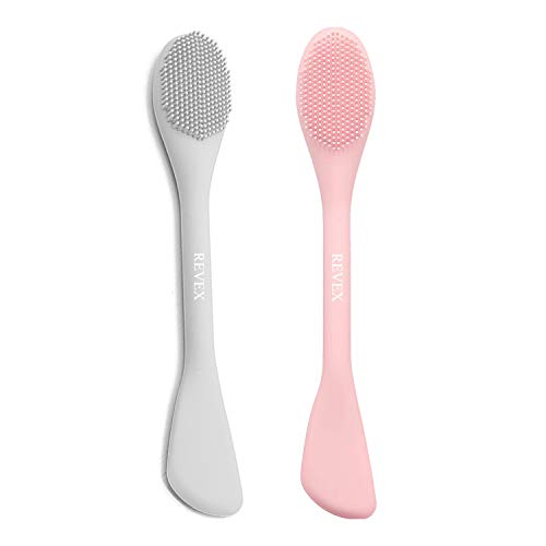 REVEX Silicone Face Mask Applicator,Face Scrubber,Exfoliating Pore Scrubber,Pore Cleaning Brush,2Pcs Mask Applicator Tool for Facial Mud,Face Brush for Women Men.(Pink+Gray) - color: Pink+Gray