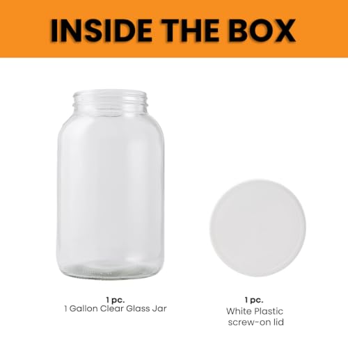 1 Gallon Glass Jar with Lid | Wide Mouth Food Storage and Fermentation Jar - size: 1 Pack