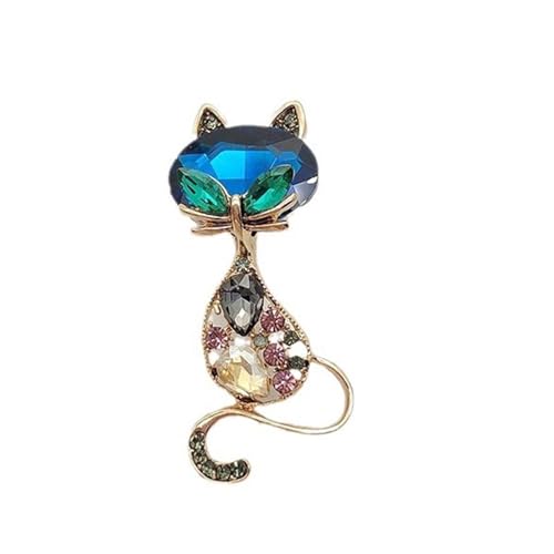 Elegant Silver Cat Brooches & Pins for Women - Fashionable Korean Style Electroplated Diamond-Set Accessories, Cute Lapel Pin for Coats & Bags