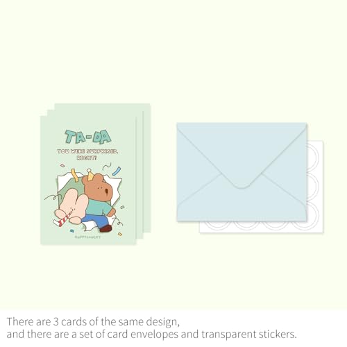 Monolike Day-by-day Card, Happy and Lucky Littles Series.1 - Mix 36 Mini Single cards, 36 envelopes, 36 stickers Package - color: Happy and Lucky Littles Series.1
