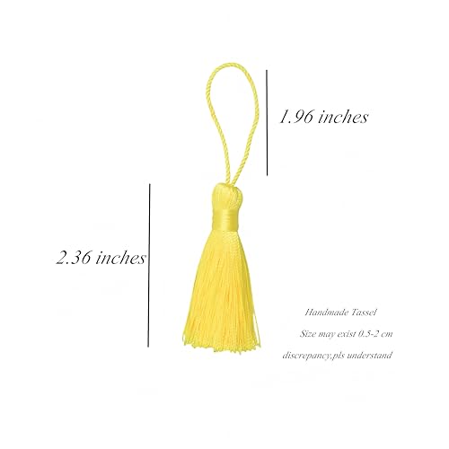 20Pcs 4.3 Inch Silky Mini Craft Tassels for Earrings, Souvenir(Yellow) - color: Yellow