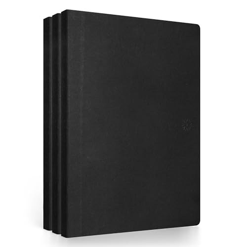 Notsu Dot Grid Lay Flat Notebook 3-Pack, 6" x 8.5" - color: Black, size: 6" x 8.5" (Pack of 3)