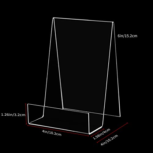 ZOEY Acrylic Book Stand with Ledge Clear Display Easels Plate - 5 Pack Large Book Holder Easel Stand for Display, Music Sheets, Artworks, CD, Tablet Holder (Large) - color: Clear, size: 5 x Large