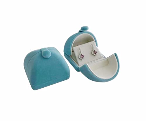 Luxurious Unique Aqua Velvet Jewelry Packaging Case for Earrings Pendant Case Premium Grade Special Design Double Function (jewelry not included) - color: Earrings Pendant Case
