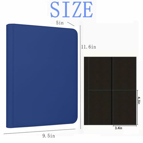 Toploader Binder,4-Pocket Double Sided Top Loaders Binder,Holds 128 Cards in 3"x4" Toploaders,PU Leather Card Binder Abulm for Toploader Trading,Sports,and Gaming Cards (Blue) - color: Blue