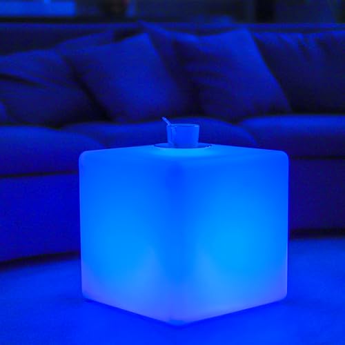 LOFTEK 20-inch LED Cube Table, Rechargeable Glowing Chair Seat w/Remote - size: 20-inch Cordless