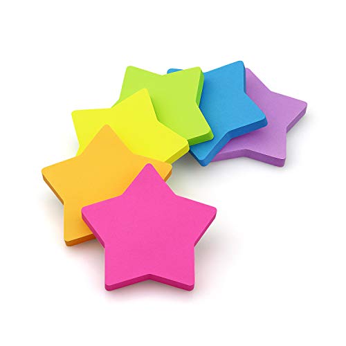 SIMONA Star Shape Sticky Notes 3x3 Inch, 6 Bright Colors, 450 Sheets - color: 6 Bright Colors