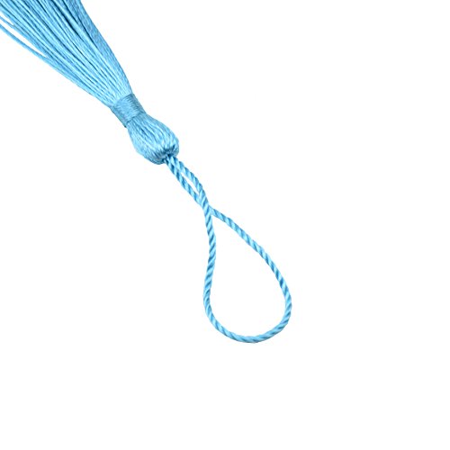 100Pcs 5 Inch Silky Bookmark Tassels for Jewelry, Souvenir(Blue) - color: Blue
