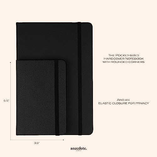 Anecdote Journal Notebook (5.5"x3.5" Pocket Size) 192 Lined Pages Hardcover - color: Black, size: 5.5" x 3.5"