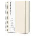 Lined Spiral Notebook for Women, A5 College Ruled Leather Spiral Journals - color: Light Yellow, size: A5