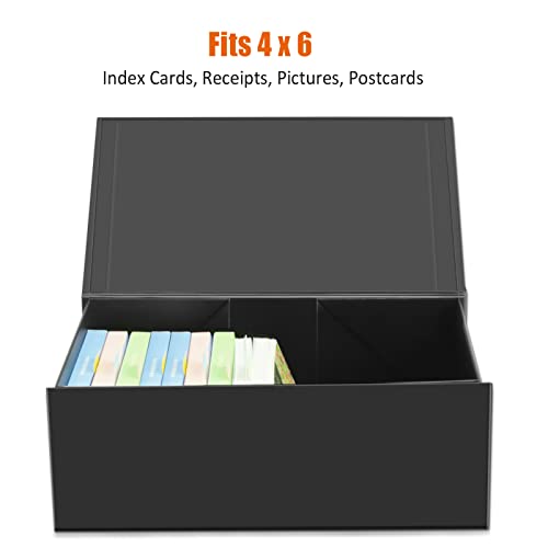 4X6 Index Card Holder, Index Card Storage Box 4 x 6 Inches, Fits 2400 Flash Cards - 2 Pack, Black - color: Black