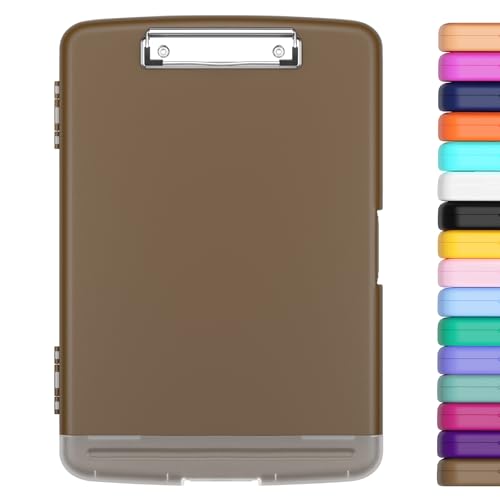 Hongri Clipboard with Storage with Pencil Case, 8.5 x 11 Storage Clip Board - color: Brown