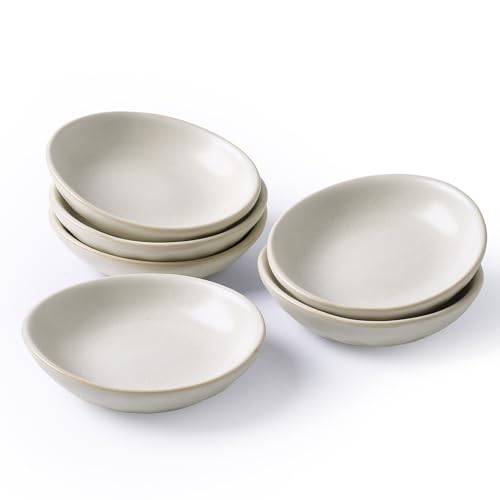 famiware Ceramic Soy Sauce Dish, 2.1oz Dipping Bowl Set of 6, Matte White - color: Matte White, size: 6pcs
