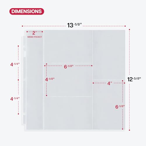 Dunwell 12x12 Photo Album Refill Pages, 25 Pack Holds 250 Photos, 4x6 Photo Sleeves for 3 Ring Binder, Mixed Layout Scrapbook Page Protectors, Acid-Free Poly - size: 25 Pack, style: 4x6" Mixed Layout