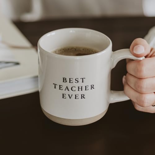 Sweet Water Decor Best Teacher Ever Stoneware Coffee Mugs - 14oz Cute Coffee Mugs for Hot & Cold Drinks - Dishwasher & Microwave Safe - Best gift for Educators & Teachers - Ideal Tea & Espresso Mugs - style: Best Teacher Ever