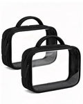 Moyad TSA Approved Toiletry Bag Clear Quart Size Travel Bags Makeup Bag - color: Puffer Black, size: 2 Pack, Handle