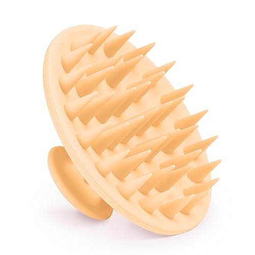 Meartchy Silicone Scalp Massager Shampoo Brush, Scalp Scrubber for Hair Growth (Salmon Pink) - color: Salmon Pink