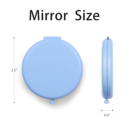 Compact Mirror for Purse, Metal Round Shell, Double-Sided 1X/2X Magnifying, Portable Travel Makeup Mirror, Mini Pocket Mirror, Baby Blue, 4 Packs - color: Baby Blue