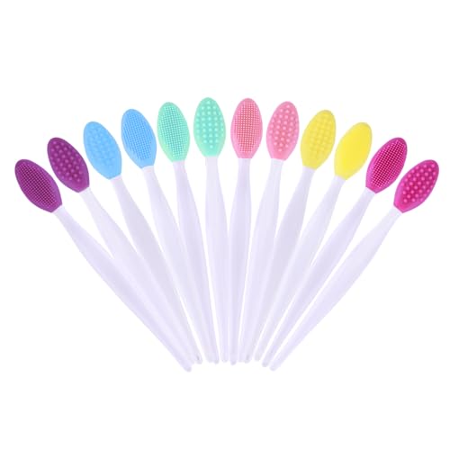 12 Pcs Pore Scrub Brush,Lip Scrubber Exfoliator,Silicone Face Cleansing Brush,Lip Scrub Brush Exfoliating Nose Clean Blackhead Removal Brushes for Face Cleaning