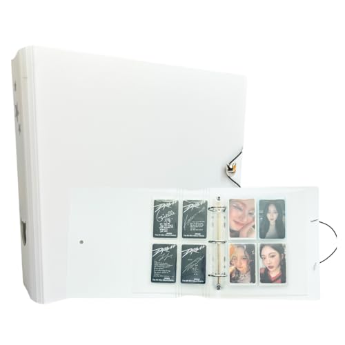 MEOWCAFE K-Keep A5 Wide Binder, 1.5 Inch, Compact Kpop Photocard With 25 A5 Slim 4 Pocket Page and 2 Backboards, Comprehensive Beginner (Minimal White) - color: Minimal White