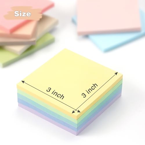 OSBOO Sticky Notes 3x3 Inch 12 Pack Pastel Colors, 50 Sheets/Pad - color: 12 Pastel Colors