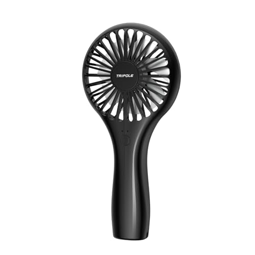 TriPole Handheld Mini Fan Battery Operated Small Personal Portable Fans Speed Adjustable USB Rechargeable Fan for Kids Girls Women Men Home Office Indoor Outdoor Travelling, Black - color: Black