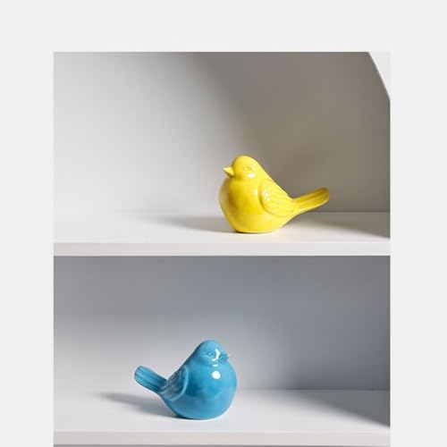 1/2pcs Home Living Room Office Decoration Bird,Ceramic Mini Bird Home Decoration,Porcelain Bird Figurine Statue,Office,Bedroom,Living Room Statues Decor,Yellow/Blue(Yellow) - style: yellow