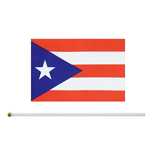 Kind Girl 25 Pack Hand Held Small Mini Puerto Rico Flag,Puerto Rican Stick Round Top National Country Flags,Party Decorations Supplies for Parades,World Cup,Festival Events,International Festival. - color: Puerto Rico