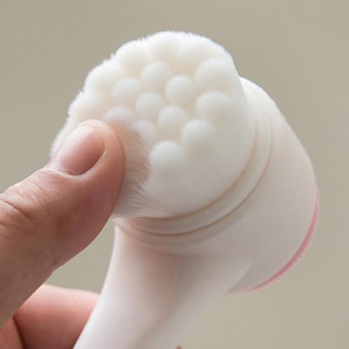 1pc Double-Sided Facial Cleansing Brush Deep Pore Exfoliation Silicone and Soft Bristles Skincare Toolm, Pink